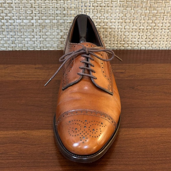 🌟2xHP🌟VTG 1980s-90s Allen Edmonds Walnut Brown Leather Sanford Wing Tip Oxford - Picture 3 of 13
